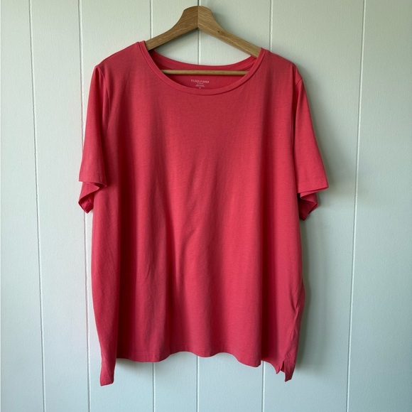 Eileen Fisher Organic Cotton Coral Short Sleeve Tee | Size 2X - Picture 1 of 6
